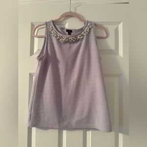 Ann Taylor Factory | Lilac Pearl Beaded Neck Sleeveless Top Blouse | Size S